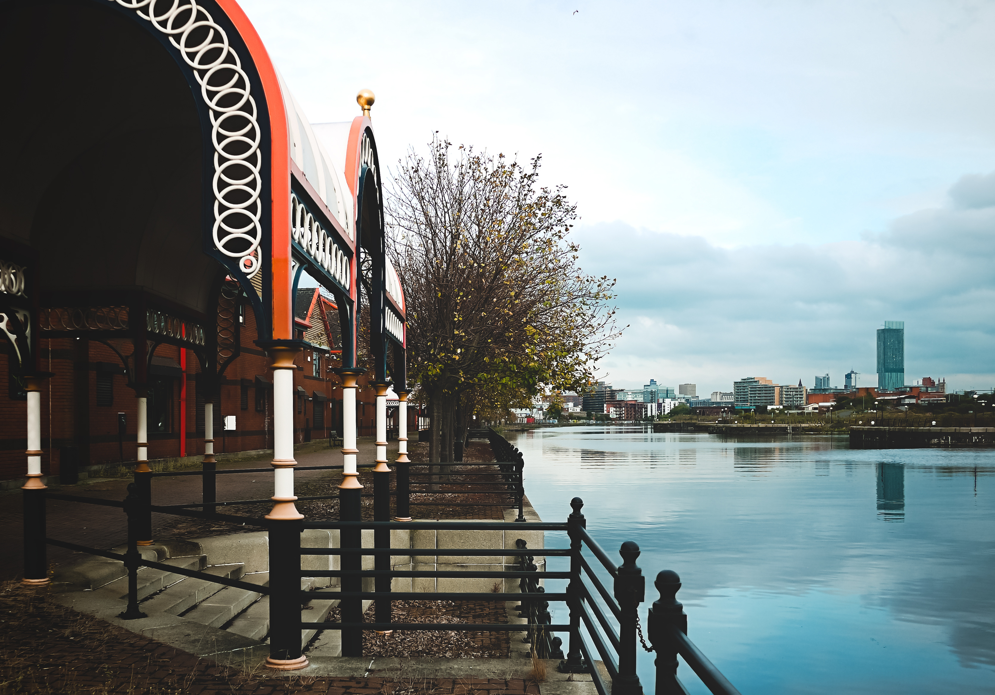 Trafford skyline and riverside view