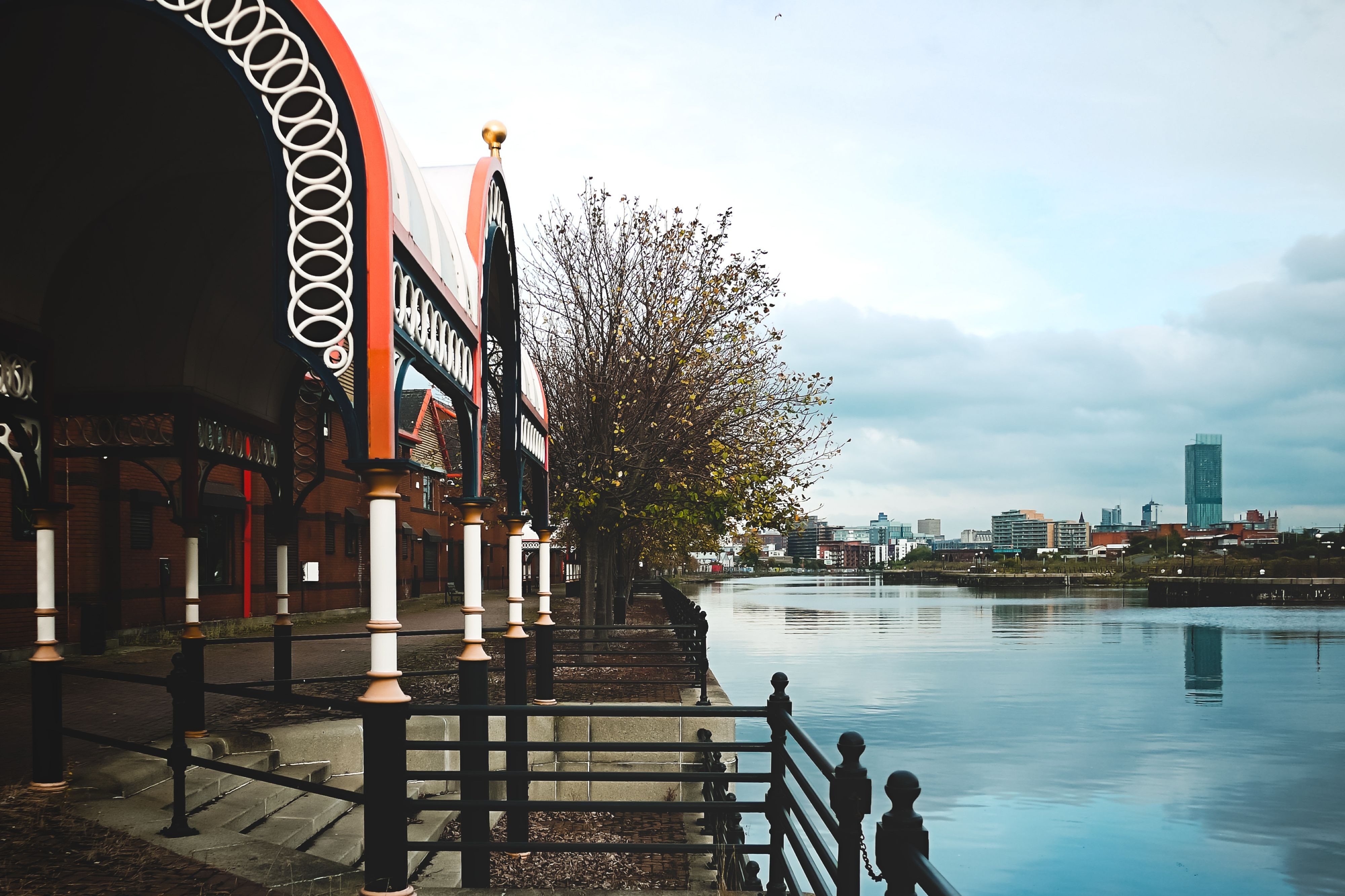 Trafford skyline and riverside view